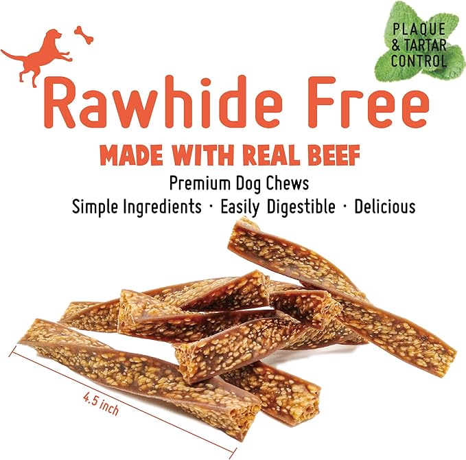 LuvChew Beef Dog Chew Twist Sticks, Puffed Human Grade Beef Dog Treat Sticks, Rawhide Alternative, Easy to Digest 10pcs/Pack