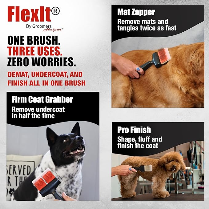 FlexIt Dog Grooming Comb - Perfect for Undercoat Deshedding, Undercoating & Finishing (Comb Only)