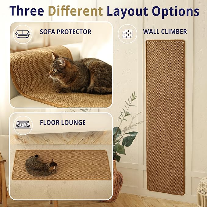 Cat Wall Climbing Carpet - Cat Wall Climber 67" x 17.5" with Fixed Nails – Scratching Rug Wall Scratchers for Indoor Cats | Climbing Wall Carpet | Scratching Mat.