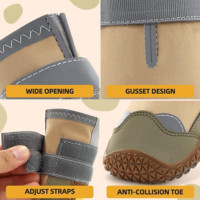 Dog Shoes for Small Dogs, Dog Boots & Paw Protectors for Hardwood Floors, Outdoor Dog Booties for Hot Pavement Winter Snow Hiking, Waterproof Dog Shoes with Reflective Strips Size 2