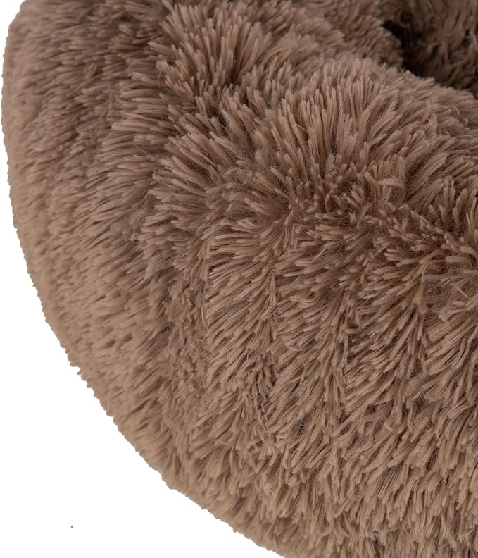 Best Pet Supplies Dog House Bed Crate Mat Tent Indoor Round Soft Plush for Small, Medium, and Large Breeds - Caramel, 27 x 27 x 7.5