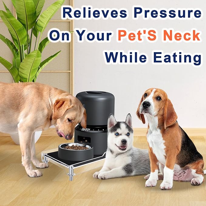 Beautyflier Raised Dog Feeder Stand Elevated Holder for Automatic Cat & Dog Feeders Pet Water Bowl Dispenser Stand Adjustable Fits Small Jugs Holds 5KG, Black (Holder ONLY)