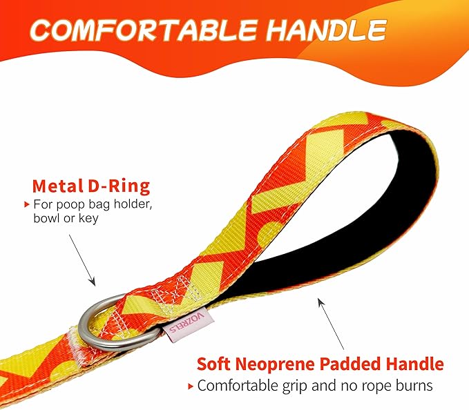 Short Dog Leash 18 Inches, Strong Traffic Leash with Padded Handle, Heavy Duty Dog Leashes with Carabiner Clip for Large and Medium Dogs Control Safety Training (Orange)