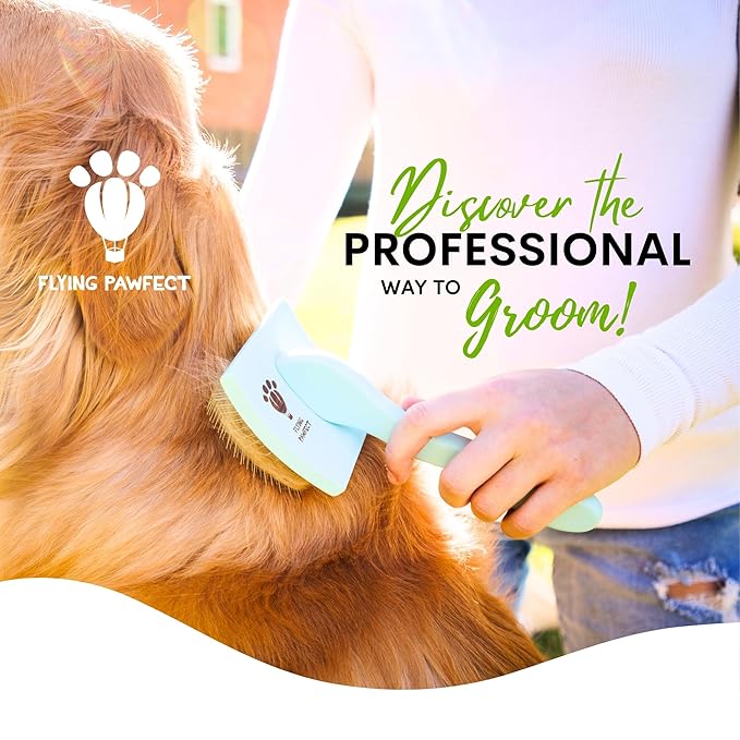 Pet Slicker Brush With Soft Massage Grooming Stainless Steel Pins - For Dematting, Shedding Fur, and Undercoat - Ideal Gift for Professional Pet Groomers - Long Slicker Brush (Coral, Curved Large)