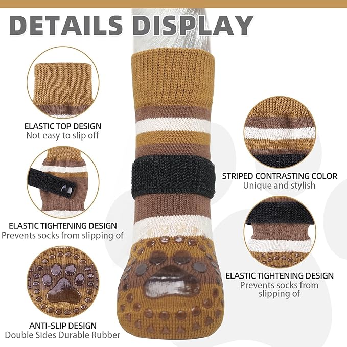 KOOLTAIL Dog Socks for Hot Pavement, Summer Dog shoes to Prevent Licking Paws for Hardwood Floor, Non Slip Double Sides Boots & Paw Protectors, Pet Grippy Booties for Small Medium Large Senior Dogs, L