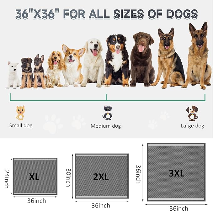 36"x36" Activated Charcoal Pee Pads for Dogs , 200 Count, Extra Large, Super Absorbent, Leakproof and Odor Resistant, Disposable Puppy Pads, Pet Training Pads, Potty Pads