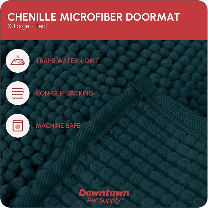 My Doggy Place Dog Mud Mat, 60" x 36" Teal – Thick Microfiber Entry Rug for Snow, Mud & Salt – Absorbent, Quick-Dry, Washer-Safe & Non-Slip, X-Large