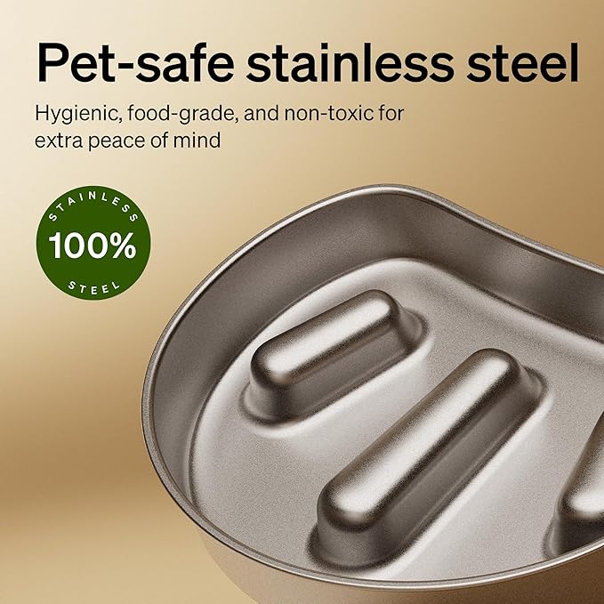 PETLIBRO Slow Feeder Bowl for Small Dogs & Cats, 1.125 Cup— Anti-Gulp Stainless Steel Dog & Cat Bowl, Helps Reduce Risk of Bloat, Dishwasher Safe — Compatible with PETLIBRO Camera Automatic Feeder
