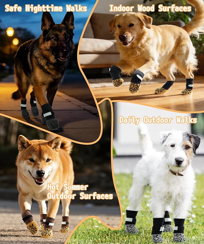 TwoAnt Non Slip Dog Socks with Grips, Dog Sock to Prevent Licking Paw for Senior Dogs, Dog Shoes for Hardwood Floors and Enhancing Traction, Paw Protector - Fits Small, Medium, Large Dogs - XL