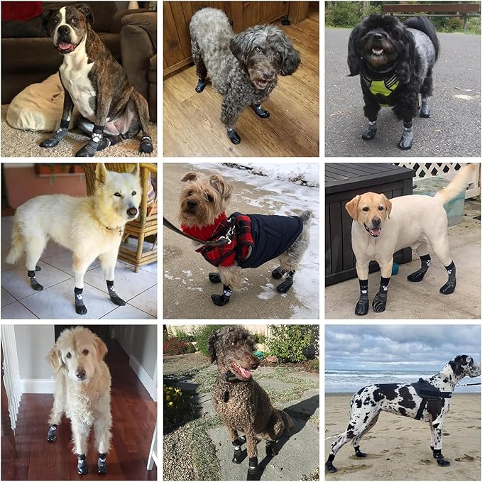 KOOLTAIL Non Slip Dog Socks to Prevent Licking Paws for Hardwood Floors, Dog Boots Shoes for Hot/Cold Pavement with Grippers Traction Control, Waterproof Paw Protector for Small Medium Large DogsXL