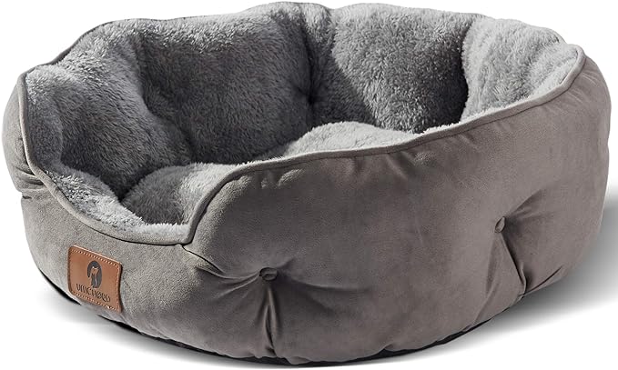 Asvin Large Dog Bed for Large Dogs, Cat Beds for Indoor Cats, Pet Bed for Puppy and Kitty, Extra Soft & Machine Washable with Anti-Slip & Water-Resistant Oxford Bottom, Grey, 35 inches