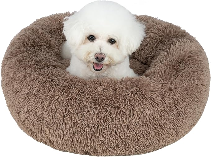 Best Pet Supplies Dog House Bed Crate Mat Tent Indoor Round Soft Plush for Small, Medium, and Large Breeds - Caramel, 27 x 27 x 7.5