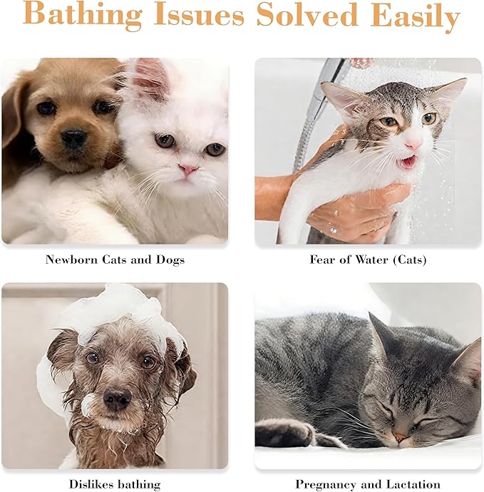Pet Glove Wipes for Dogs & Cats, Infused with Coconut Oil & Plant Extracts, Deodorizing Bathing Grooming Glove Wipes, Daily & Outdoor Grooming Care, (8 Pcs)