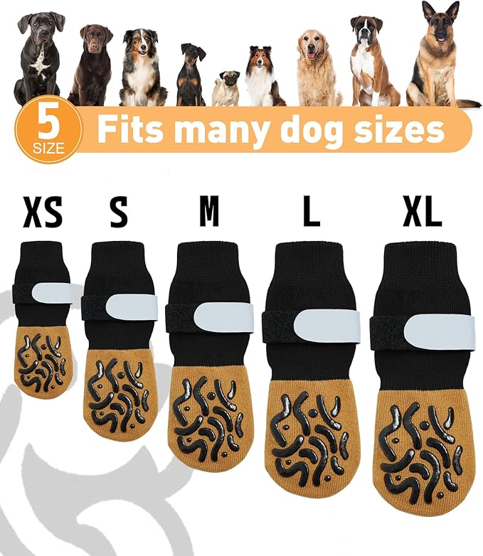 TwoAnt Non Slip Dog Socks with Grips, Dog Sock to Prevent Licking Paw for Senior Dogs, Dog Shoes for Hardwood Floors and Enhancing Traction, Paw Protector - Fits Small, Medium, Large Dogs - XL