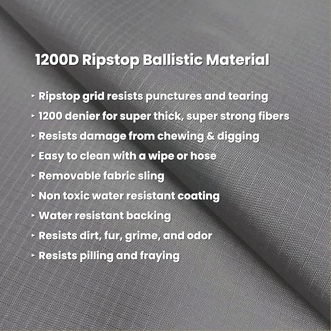 K9 Ballistics Chew Proof Elevated Cooling Dog Bed - Made for Aggressive Chewers, Virtually Indestructible, Ripstop Fabric with No Padding, Pre-Assembled - Small, Obsidian Black Ripstop