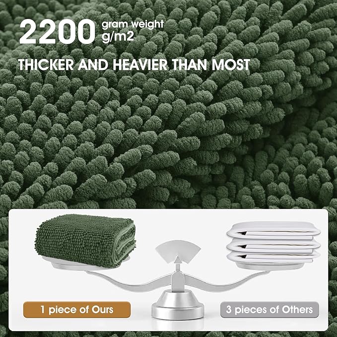 IM HOME Extra Large Dog Door Mats for Muddy Paws, 60" x 36" Christmas Chenille Absorbent Mud Mat for Dogs, Non Slip Heavy Dog Rugs for Muddy Paws, Soft Indoor Door Mat for Entryway, Mud Paw, Olive