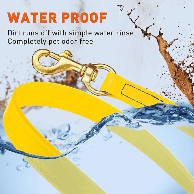 Viper K9 Biothane Working Dog Leash Waterproof Lead for Tracking Training Schutzhund Dog Sport & Search - Odor-Proof Long Line with Solid Brass Snap for Puppy Medium and Large 3/4" x 15ft Lemon Yellow