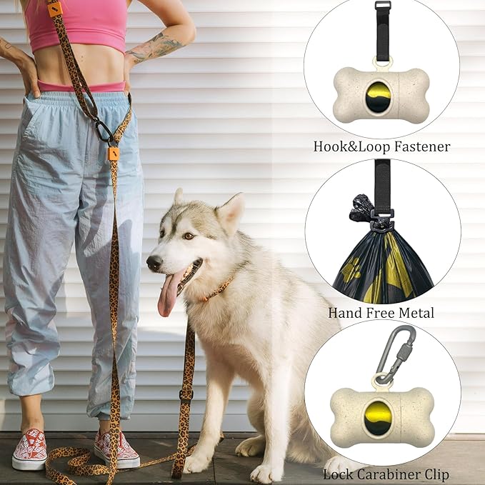 Bone Shaped Dog Waste Bag Dispenser with Leakproof Bags, 2 Holders, 30 Bags, Beige