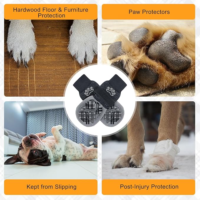 BEAUTYZOO Dog Socks to Prevent Licking Paws, Dog Shoes for Hot Pavement Small Medium Large Senior Dogs Booties, Non Slip Dogs Boots & Paw Protectors for Hardwood Floors Traction Control Indoor