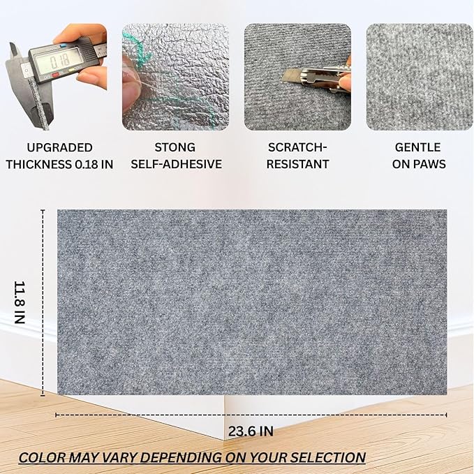 Cat Scratch Mat (6-Pack), 23.6’’ x 11.8’’ Wall Corner Scratcher, Versatile Self-Adhesive Replacement Easy Use for Cat Trees, Cat Wall Furniture, Scratching Posts, and Couch Protection