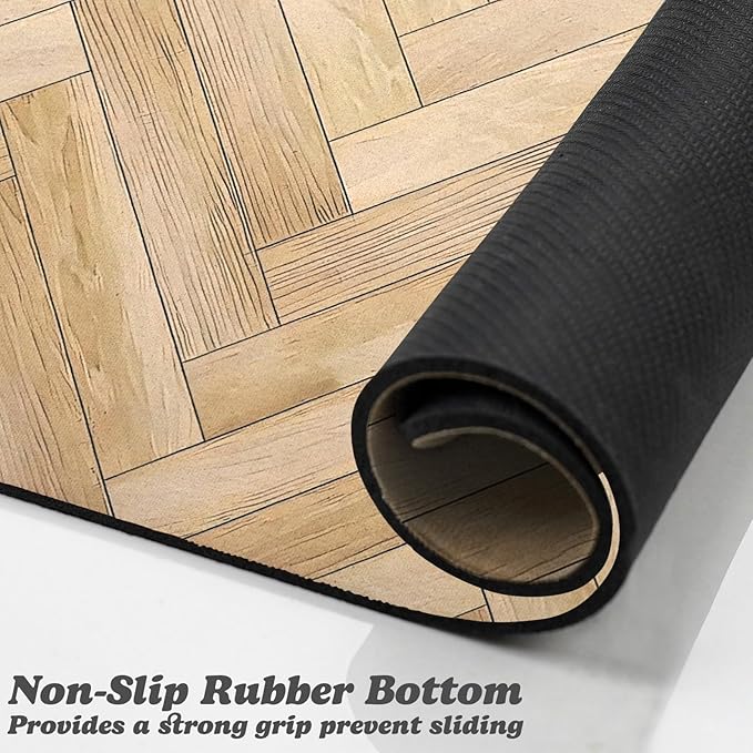 Dog Food Mats for Floors Waterproof, Dog Cat Water Bowl Mats Pet Feeding Absorbent Mat Dog Cat Pet Placemats for Food and Water Wood 17 * 30 inch