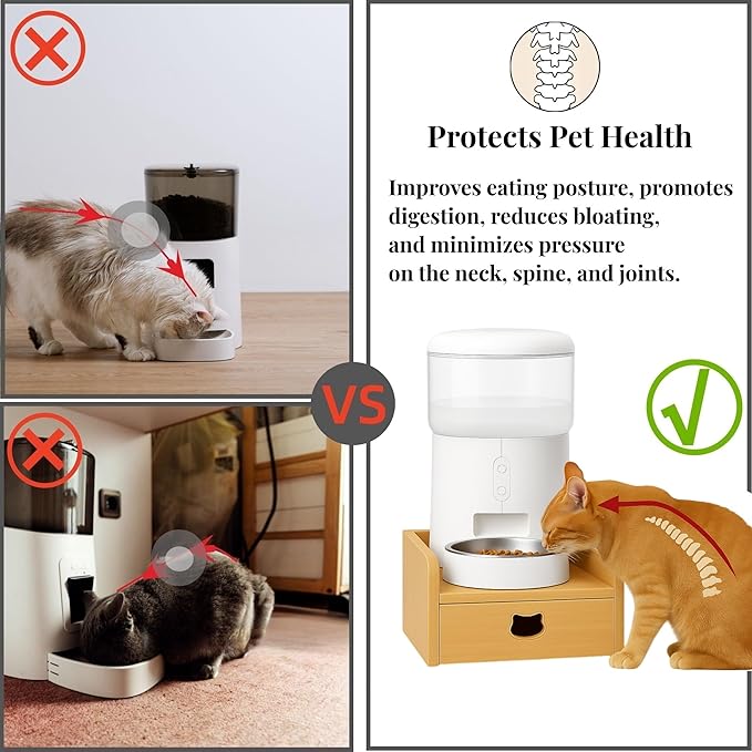 Raised Pet Feeder Stand for Cats & Small Dogs – Adjustable Height, Non-Slip Elevated Base for Most Automatic Feeders & Water Dispensers (Holder Only)