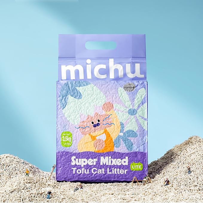 Michu Mixed Tofu Cat Litter Lite 5.5Lb/6L – Flushable, Eco-Friendly & Odor Control (12 Packs)