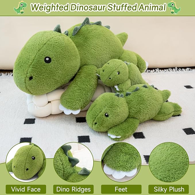SQEQE Weighted Stuffed Animals Dinosaur Plush, Weighted Stuffed Animals Dino Plushies for Cozy Comfort, Soft T-Rex Pillow Toy for Kids Adults, Christmas & Birthday Gifts 23.6 Inch 3.8 Lbs