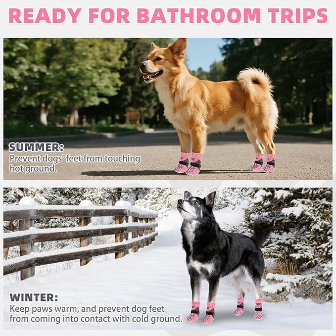 KOOLTAIL Dog Socks for Hot/Cold Pavement, Breathable & Warm Dog Socks to Prevent Licking Paws, Non Slip Pet Boots & Paw Protectors for Hardwood Floor,Grippy Shoes for Small Medium Large Senior Dogs