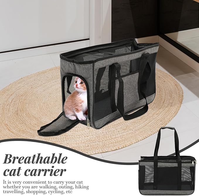 Outdoor Cat Carrier Bag Breathable Mesh Pet Travel Carrier Handheld Pouch for Comfortable Safe Outdoor Use Gray