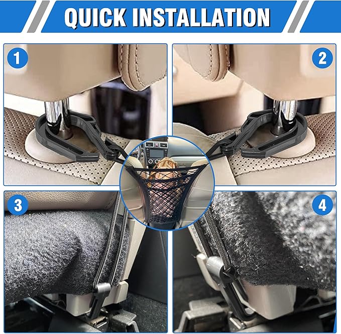 Dog Car Net Barrier 3-Layer– Stretchable Dog Car Barrier & Pet Divider Dog Barrier for Car Back Seat with Storage Mesh – Easy Install, Safer Driving with Pets & Kids – Fits Most Cars & SUVs (Style 1)
