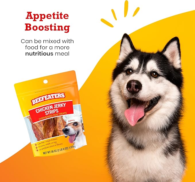 Beefeaters Chicken Jerky Strips for Dogs – Dog Treat. 100% Real Chicken Breast, Grain-Free, No Additives, Perfect for Training & Healthy Growth, Allergy-Friendly