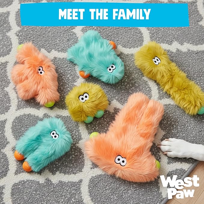 WEST PAW Rowdies Helga Durable Plush Dog Toy with Reinforced Seams Chew Resistant HardyTex Fabric and Interactive Squeaker for Safe Indoor and Outdoor Playtime Bundle for Dogs - Melon