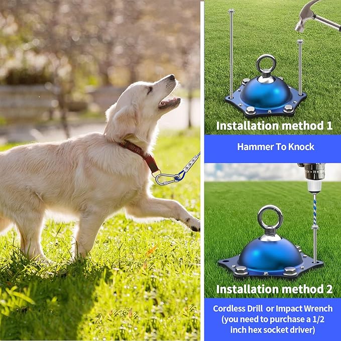 Dog tie Out Cable and Stake with 45ft Cable,360°Swivel Dog Run- No Tangle,Runner for Yard - Up to 150LBS,Ideal for Outdoor Camping