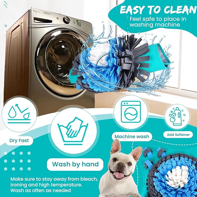 Friendly Barks 25" Dog Snuffle Mat - Interactive Dog Puzzle Toys for Enrichment - Large Slow Feeder Foraging Mat for Brain Games & Nosework Training - Washable Pet Sniff Mat with Easy to Carry Handle