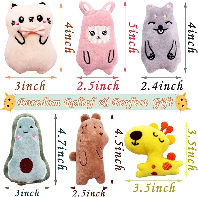 Pai Sence Cat Toys for Indoor Cats Kittens Interactive Pillow Catnip Toys with Bell Bite Toy 6 Pcs