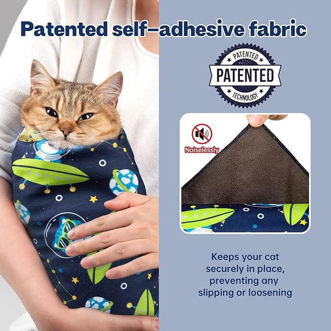 Paw Legend 27.6" Cat Wrap for Grooming Cat Wrap for Cutting Nails Cat Restraint for Nail Clipping Self Adhesive Blanket Restraint Cloth for Cats Within 15lbs