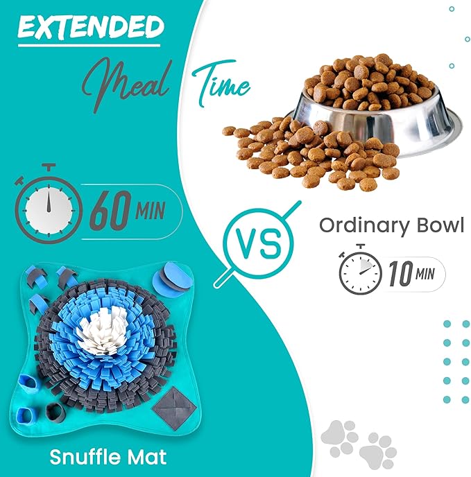 Friendly Barks 25" Dog Snuffle Mat - Interactive Dog Puzzle Toys for Enrichment - Large Slow Feeder Foraging Mat for Brain Games & Nosework Training - Washable Pet Sniff Mat with Easy to Carry Handle