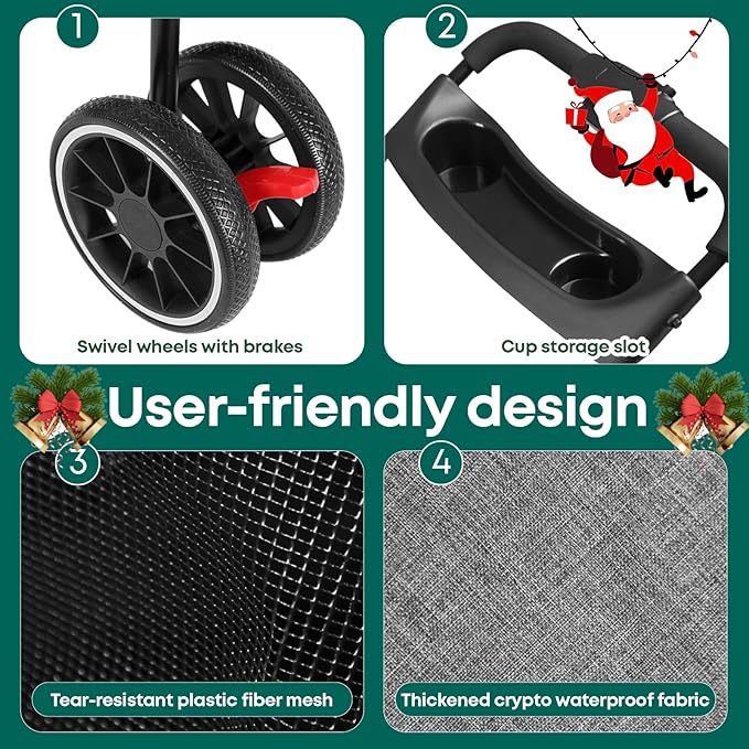 Pet Stroller,Dog Stroller for Small Medium Dogs Cats,3 Wheels,Foldable,with Breathable Mesh Canopy,Cup Holders,Easy Assembly,Grey