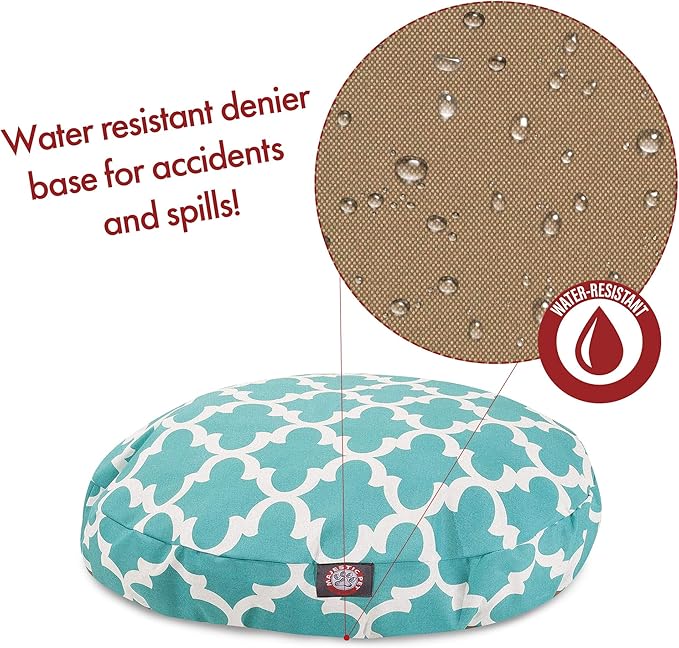 Teal Trellis Medium Round Indoor Outdoor Pet Dog Bed With Removable Washable Cover By Majestic Pet Products