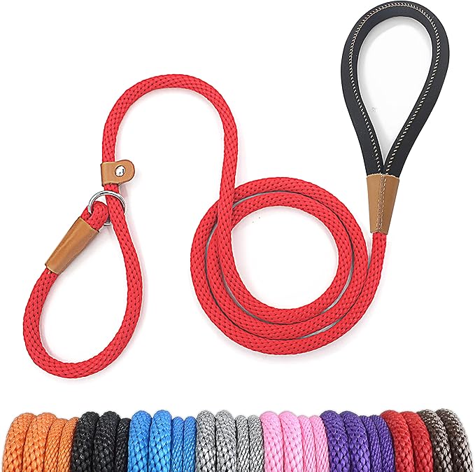 lynxking 8 FT Dog Leash Slip Lead 2 Pack Strong Heavy Duty Braided Dog Training Leash No Pull Training Lead Leashes for Medium Large and Small Dogs