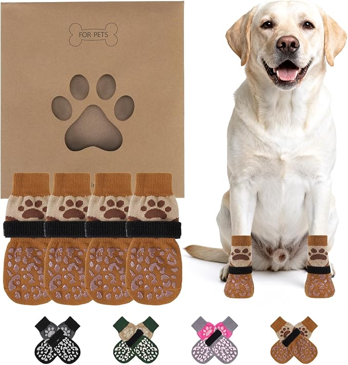 KOOLTAIL Dog Socks for Hot/Cold Pavement to Prevent Licking Paws for Hardwood Floors,Anti Slip,Pet Boots&Paw Protector with Grippers,Puppy Shoes Booties for Small Medium Large Senior Dogs