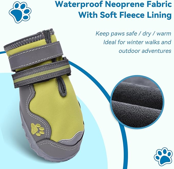 Hipaw Dog Booties for Winter,Snow Boots for Small Medium Large Dogs,Waterproof Dog Rain Shoes,Non-Slip Paw Protector for Outdoor Walking,Hiking,Indoor Hardwood Floors