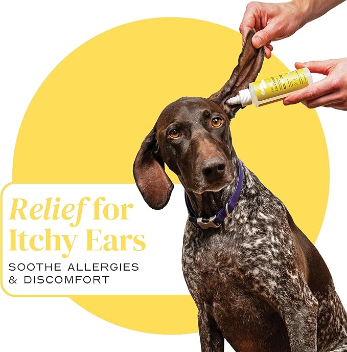 Dog Ear Cleaner - 4 Fl Oz of Dog Ear Wash - Drops to Dissolve Wax, Combat Odor, and Support Healthy Ears - Made with Chamomile, Honey, and Aloe - Made in The USA