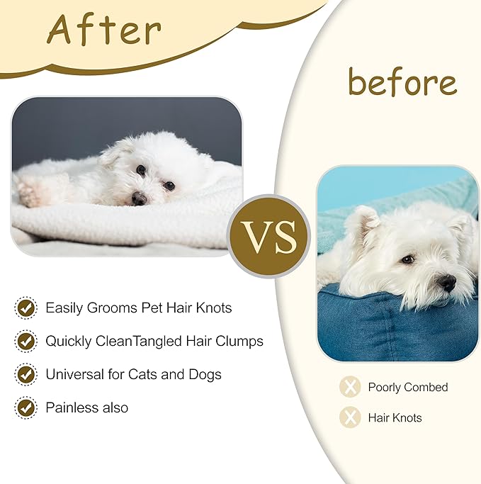 Double Sided Undercoat Rake for Dogs & Cats, 2-in-1 Dematting Tool & Deshedding Brush, Grooming Comb for Removing Mats, Tangles and Loose Fur (Blue)