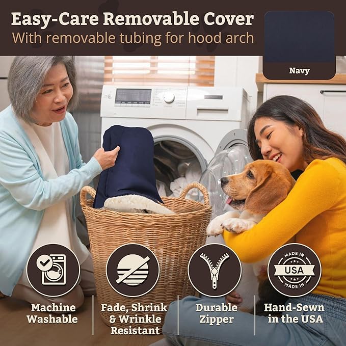 Snoozer Pet Products Rectangle Cozy Cave Dog Bed, Medium, Navy