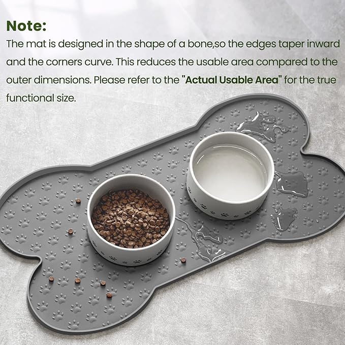 PWTAA Dog Food Mat Anti-Slip Silicone Dog Bowl Mat Thicker Pet Placemat Waterproof Cat Feeder Pad with Raised Edge Puppy Kitten Feeding Mats Suitable Small Medium-Sized Dogs Cats Eating Tray