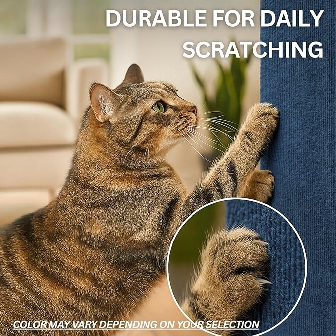 Cat Scratch Mat (Blue, 10 Pack), 23.6’’ x 11.8’’ Cat Wall Corner Scratcher, Versatile Self-Adhesive Replacement Easy Use for Cat Trees, Wall Furniture, Scratching Posts, and Couch Protection