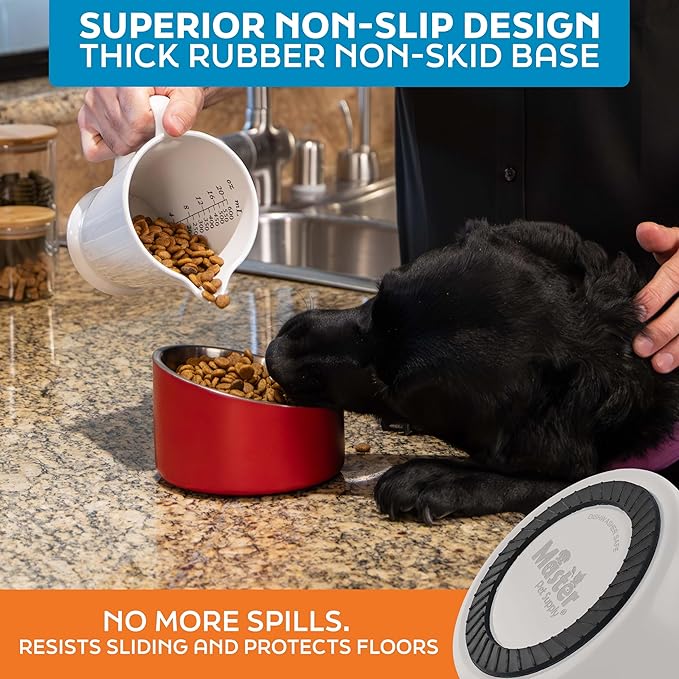 Master Pet Supply Stainless Steel Slanted Dog Cat Food Bowl - 16 oz Heavy Duty - Bone White, Double Wall Insulated, Non-Slip Elevated Bowl for French Bulldogs Pugs Cats, Anti Rust Dishwasher Safe