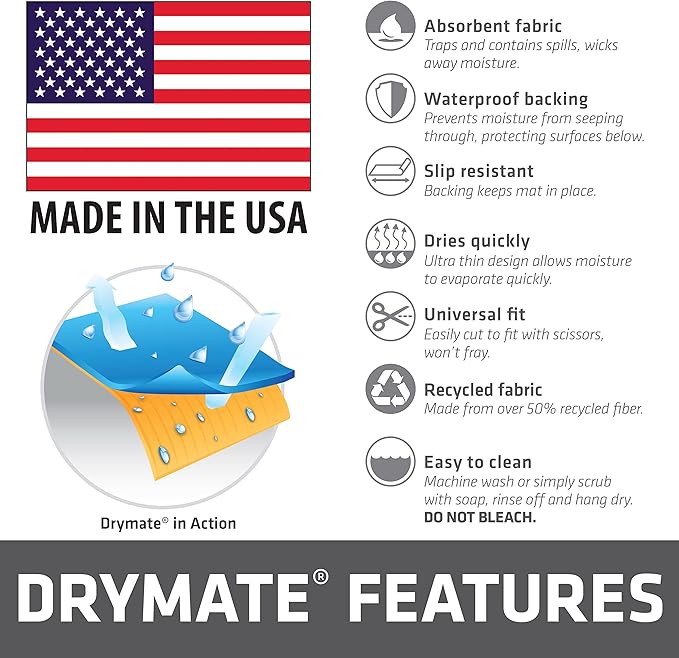 Drymate Premium XL Under Sink Mat, Waterproof Cabinet Protection Mats for Kitchen & Bathroom, Absorbent Shelf Liners, Slip-Resistant, Non-Adhesive, Machine Washable (USA Made)(24”x59”)(Charcoal)